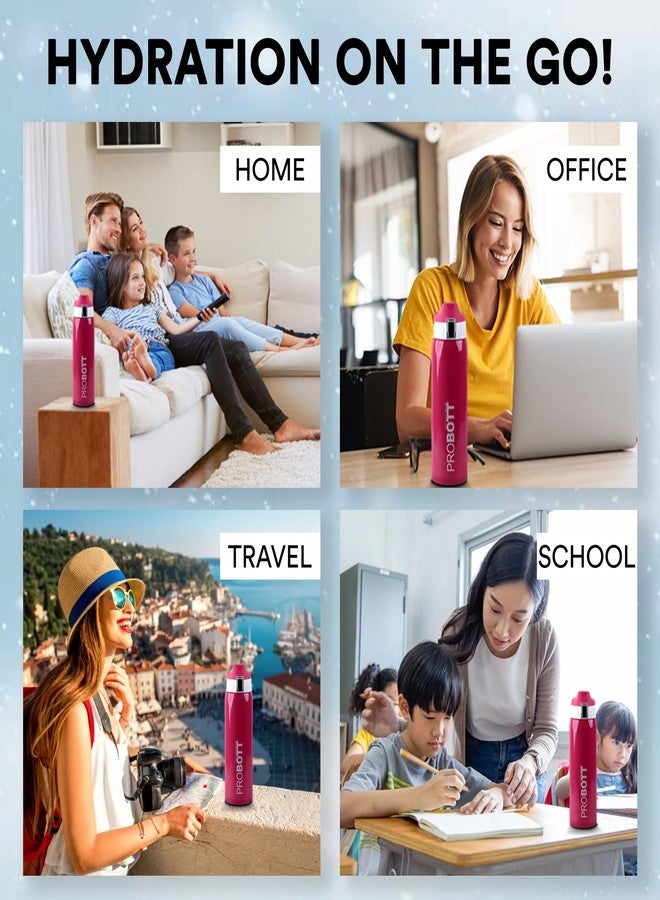 Probott Icon 750 ml Thermosteel Vacuum Insulated Double Walled Thermos Flask 0.75 Litre, Pink | Flip Top Cap | Leakproof | Gym | Sports | Office | Home | Kitchen | Travel | Water, Tea, Coffee, Shakes - Image 4